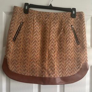 Very J Tweed and leather zipper Brown Women's Skirt size L